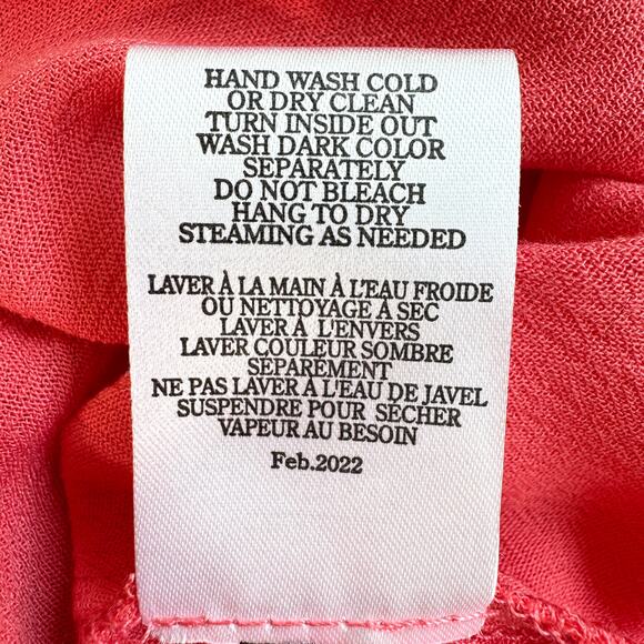 Z Supply Womens Clarissa Crinkle Top Blouse Size XL Button Up Rayon Coral Orange - Picture 8 of 9